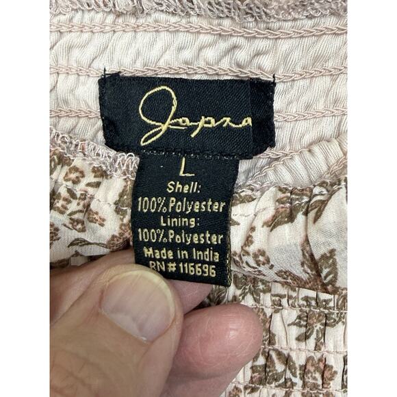 Japna's Women's Crop Top Sz L Stretch Bodice Long Sleeve Tan Floral - Picture 12 of 13